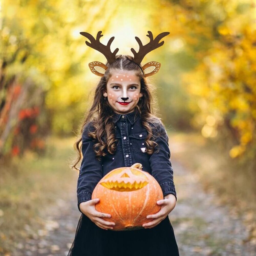 Deer Antlers Headband Plush Ears Halloween Christmas Costume Accessory - Picture 4 of 7